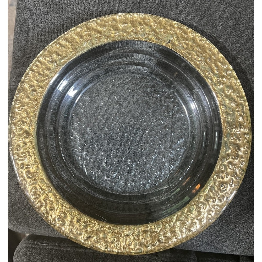 Vintage Cellini Decorative Gold Rim Glass Plate 9 5/8" Replacement Made In Italy